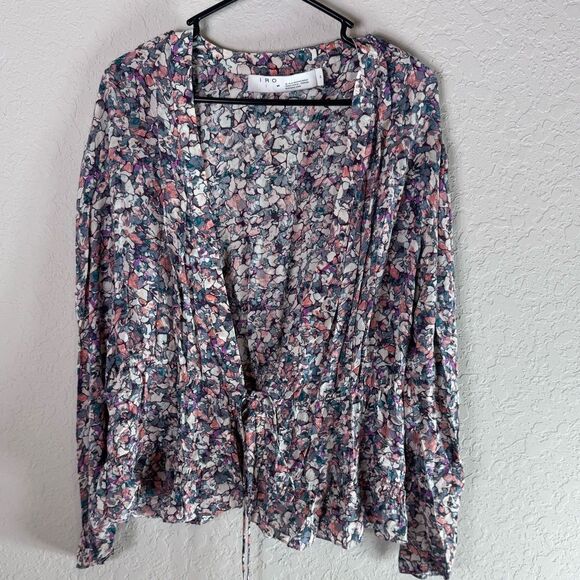 IRO Usige Printed Crepe De Chine Blouse Size XS/S - 34 - Picture 3 of 12